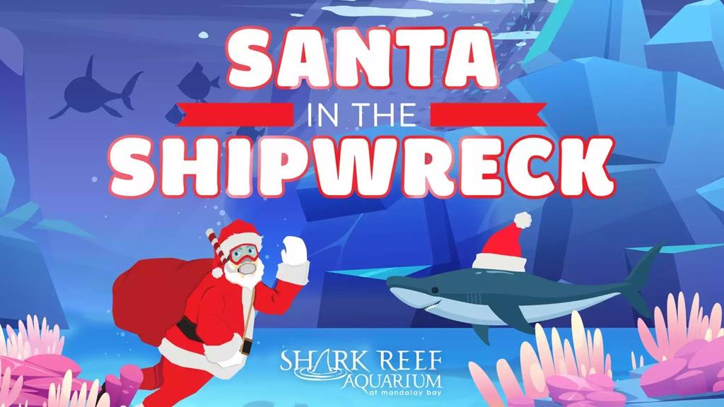 Santa in the Shipwreck Shark Reef Aquarium