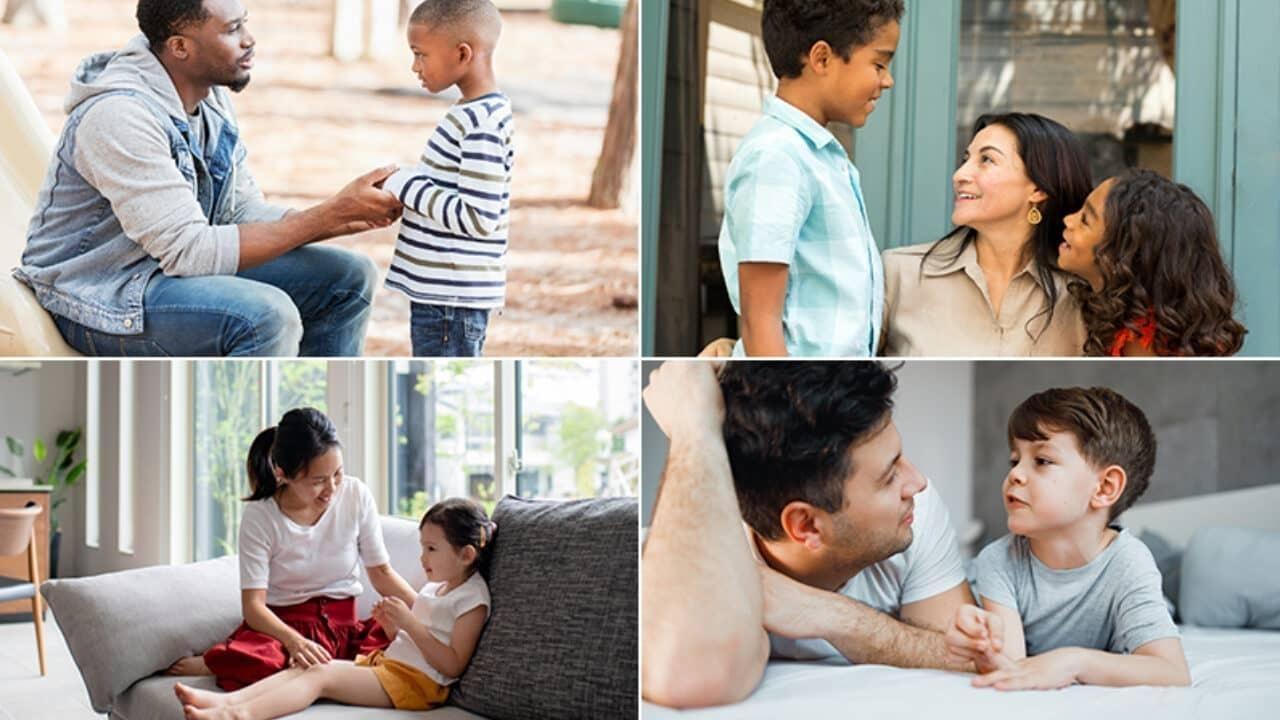 Collage of parents and their children