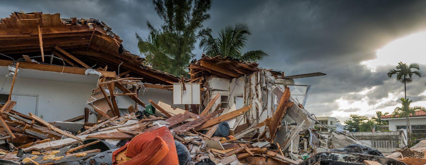 House ruble from a hurricane in southern USA.