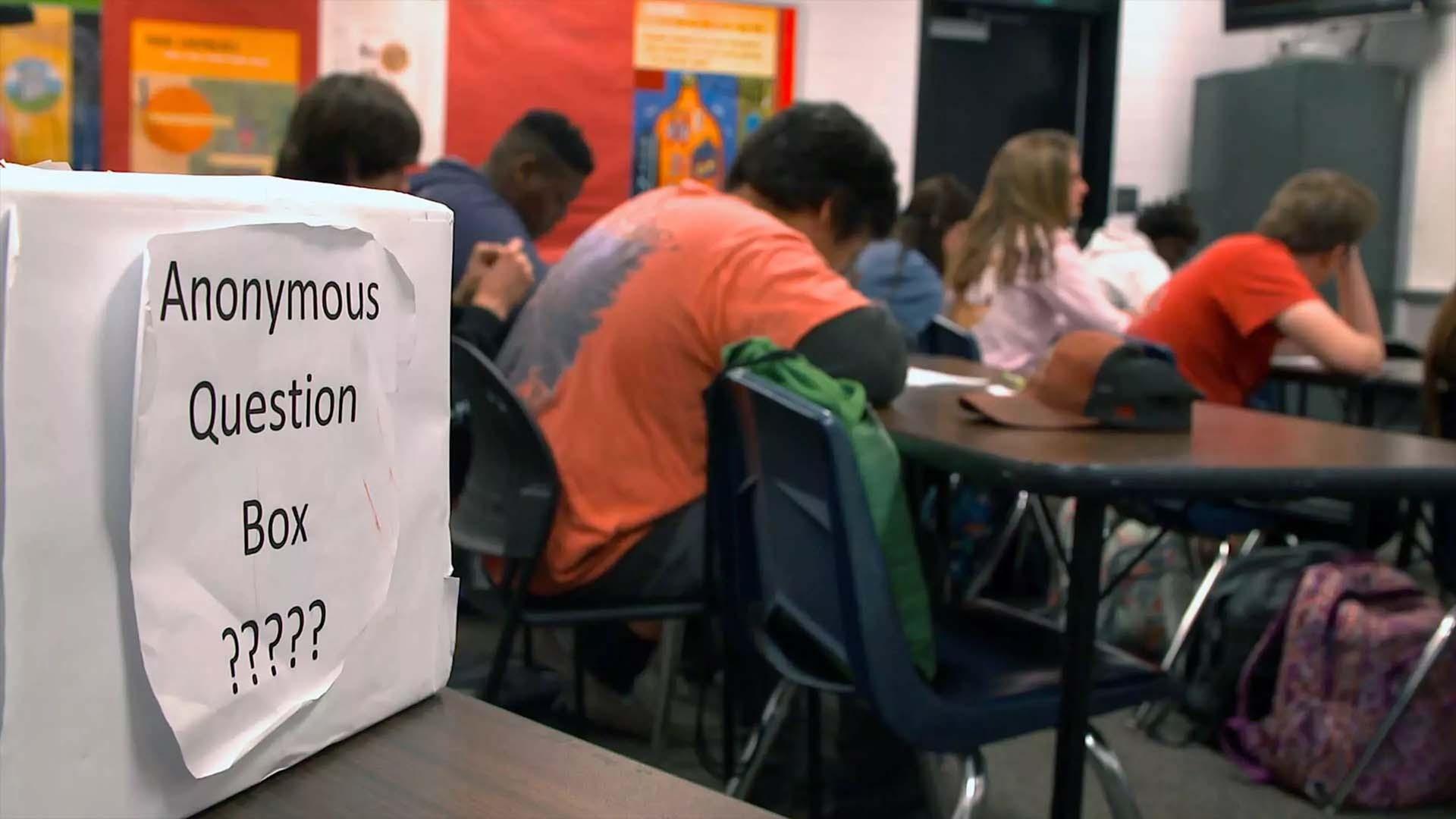 Anonymous question box in a classroom 
