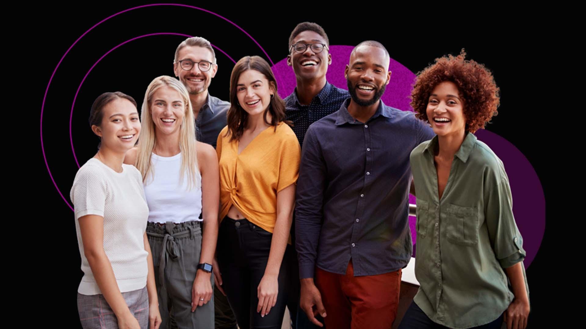 smiling group of diverse young adults